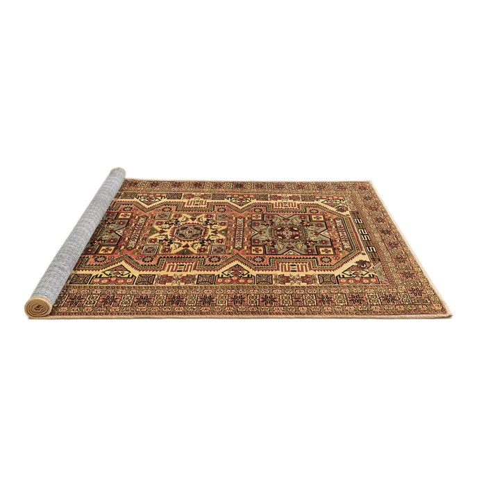 Sideview of Machine Washable Persian Brown Traditional Rug, wshtr3205brn
