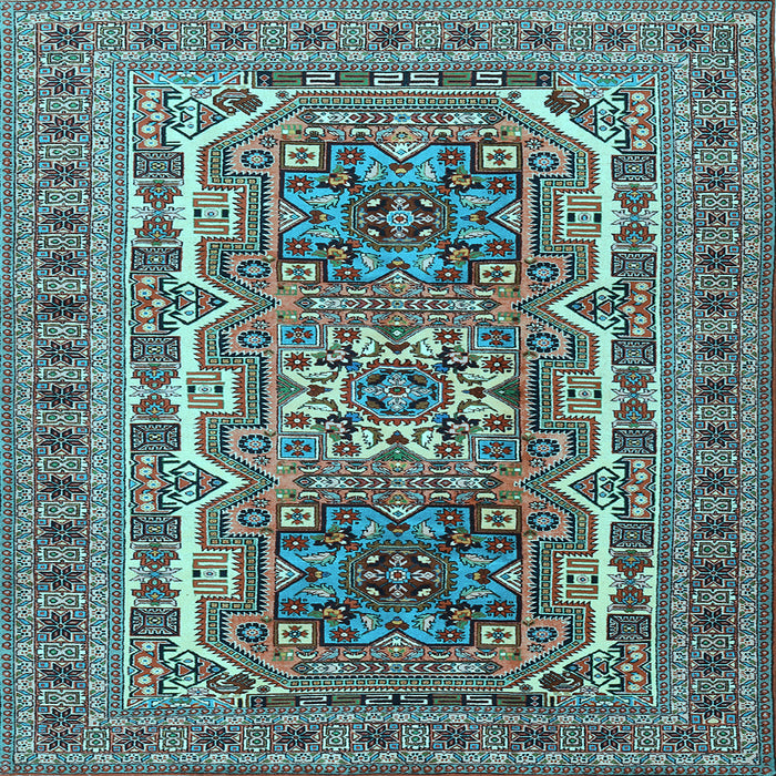 Square Machine Washable Persian Light Blue Traditional Rug, wshtr3205lblu