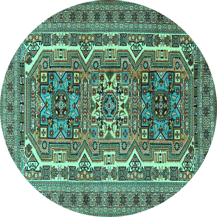 Round Persian Turquoise Traditional Rug, tr3205turq