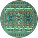 Round Persian Turquoise Traditional Rug, tr3205turq