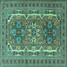 Square Machine Washable Persian Turquoise Traditional Area Rugs, wshtr3205turq