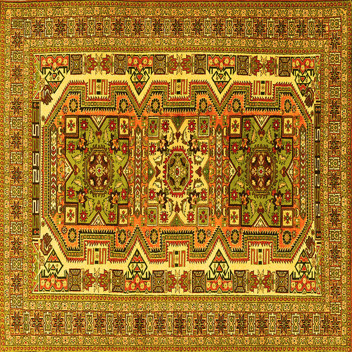 Square Persian Yellow Traditional Rug, tr3205yw