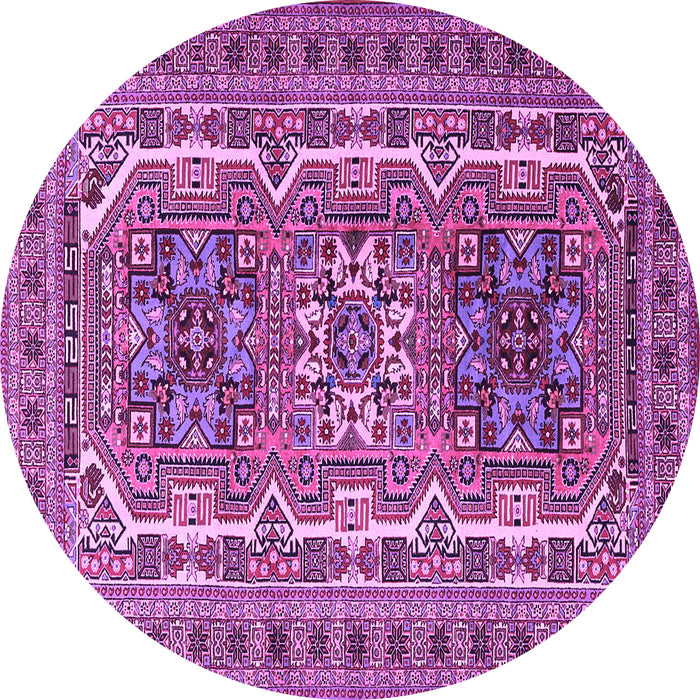 Round Machine Washable Persian Purple Traditional Area Rugs, wshtr3205pur