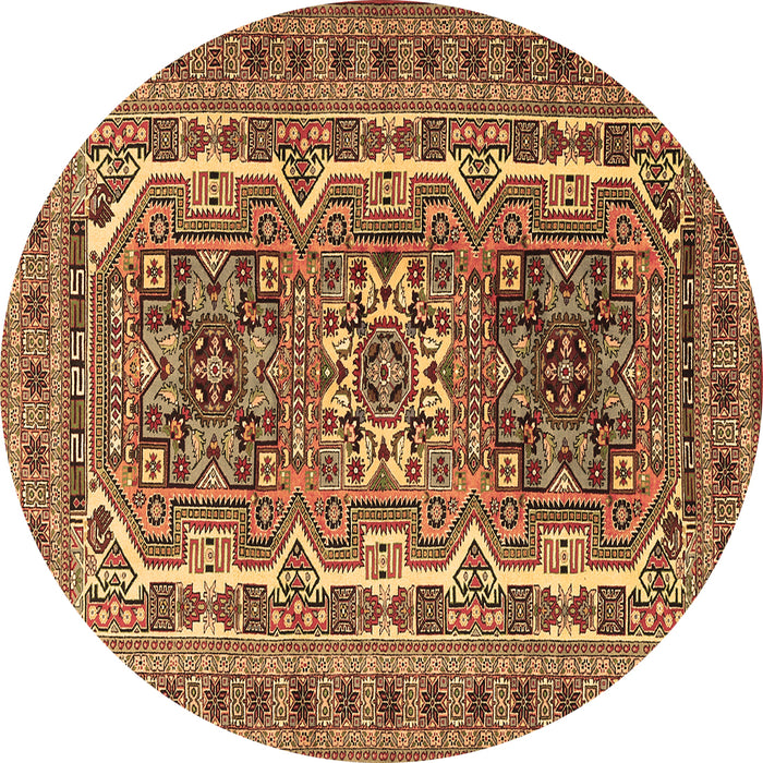 Round Machine Washable Persian Brown Traditional Rug, wshtr3205brn