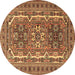 Round Machine Washable Persian Brown Traditional Rug, wshtr3205brn