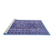 Sideview of Machine Washable Persian Blue Traditional Rug, wshtr3205blu