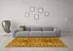 Machine Washable Persian Yellow Traditional Rug in a Living Room, wshtr3205yw