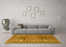 Machine Washable Persian Yellow Traditional Rug in a Living Room, wshtr3205yw