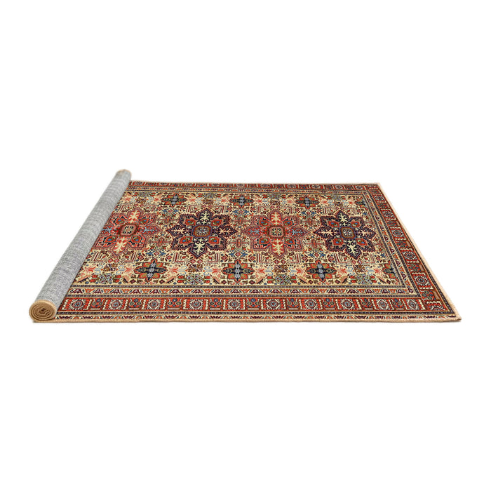 Sideview of Machine Washable Traditional Saffron Red Rug, wshtr3206