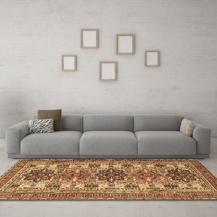Machine Washable Persian Brown Traditional Rug in a Living Room,, wshtr3206brn