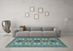 Machine Washable Persian Light Blue Traditional Rug in a Living Room, wshtr3206lblu