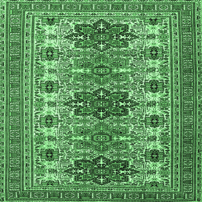 Square Machine Washable Persian Emerald Green Traditional Area Rugs, wshtr3206emgrn