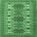 Square Machine Washable Persian Emerald Green Traditional Area Rugs, wshtr3206emgrn