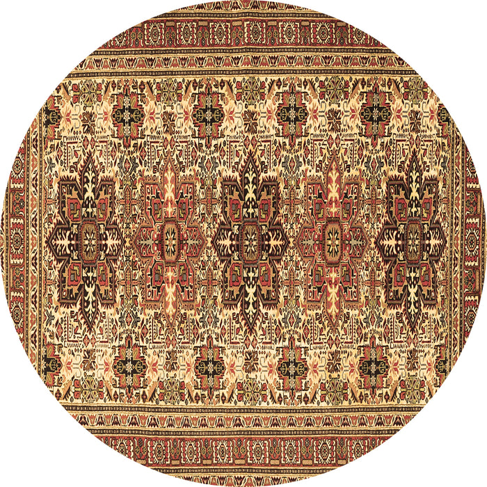 Round Persian Brown Traditional Rug, tr3206brn