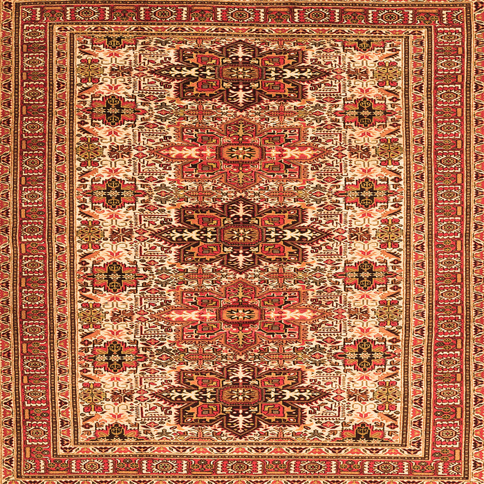 Round Machine Washable Persian Orange Traditional Area Rugs, wshtr3206org