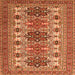 Round Machine Washable Persian Orange Traditional Area Rugs, wshtr3206org