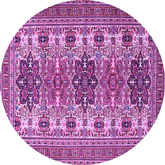 Round Machine Washable Persian Purple Traditional Area Rugs, wshtr3206pur