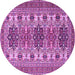 Round Machine Washable Persian Purple Traditional Area Rugs, wshtr3206pur