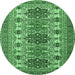 Round Persian Emerald Green Traditional Rug, tr3206emgrn