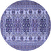 Round Machine Washable Persian Blue Traditional Rug, wshtr3206blu