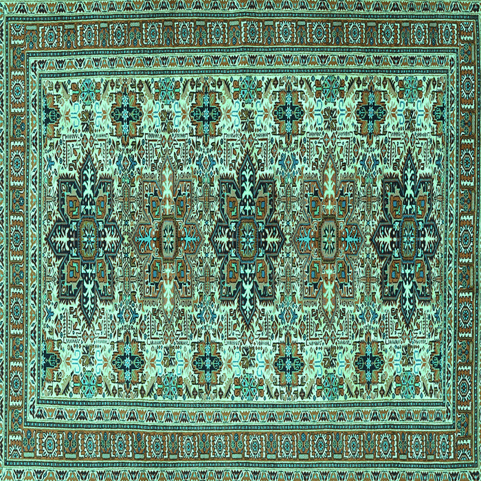 Square Machine Washable Persian Turquoise Traditional Area Rugs, wshtr3206turq