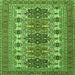 Round Machine Washable Persian Green Traditional Area Rugs, wshtr3206grn