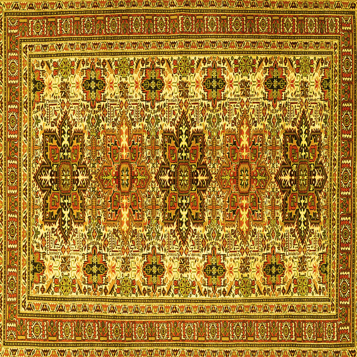 Square Machine Washable Persian Yellow Traditional Rug, wshtr3206yw