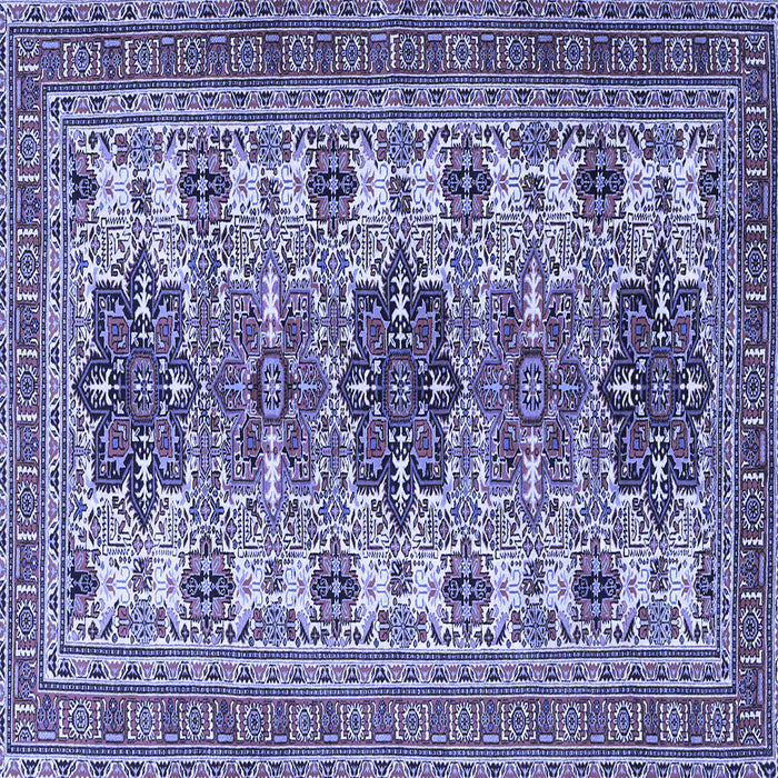 Square Machine Washable Persian Blue Traditional Rug, wshtr3206blu