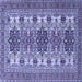 Square Machine Washable Persian Blue Traditional Rug, wshtr3206blu