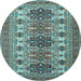 Round Machine Washable Persian Light Blue Traditional Rug, wshtr3206lblu