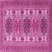 Square Machine Washable Persian Pink Traditional Rug, wshtr3206pnk