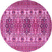 Round Machine Washable Persian Pink Traditional Rug, wshtr3206pnk