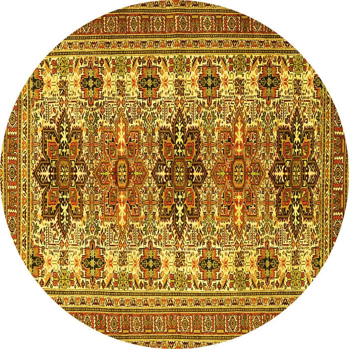 Round Persian Yellow Traditional Rug, tr3206yw