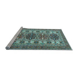 Sideview of Machine Washable Persian Light Blue Traditional Rug, wshtr3206lblu