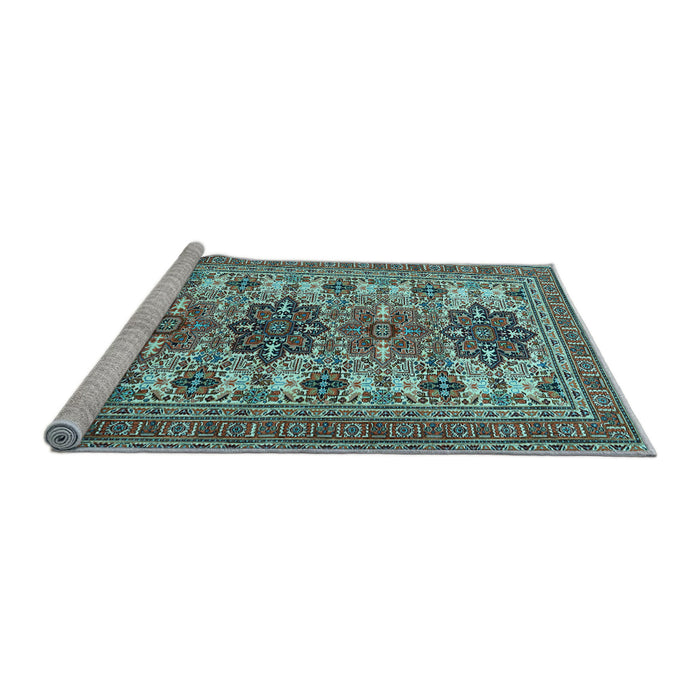 Sideview of Machine Washable Persian Light Blue Traditional Rug, wshtr3206lblu