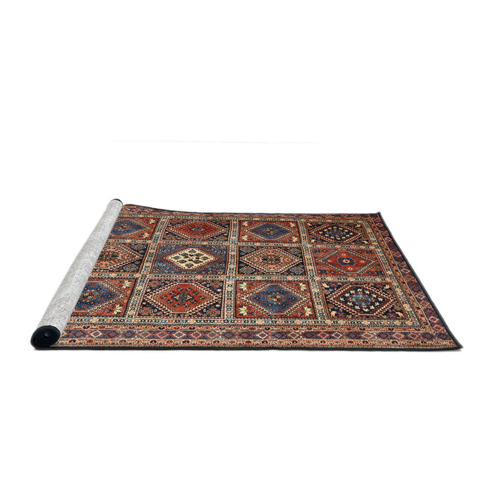 Sideview of Machine Washable Traditional Light Copper Gold Rug, wshtr3207