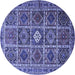 Round Persian Blue Traditional Rug, tr3207blu