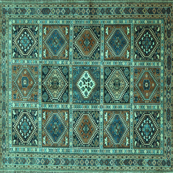 Square Machine Washable Persian Turquoise Traditional Area Rugs, wshtr3207turq