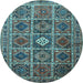 Round Machine Washable Persian Light Blue Traditional Rug, wshtr3207lblu