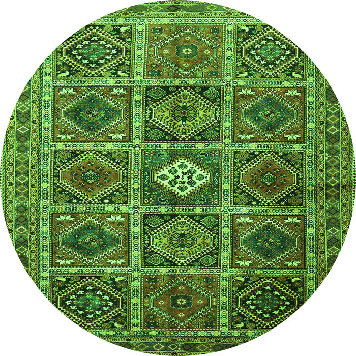 Square Persian Green Traditional Rug, tr3207grn