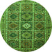 Square Persian Green Traditional Rug, tr3207grn