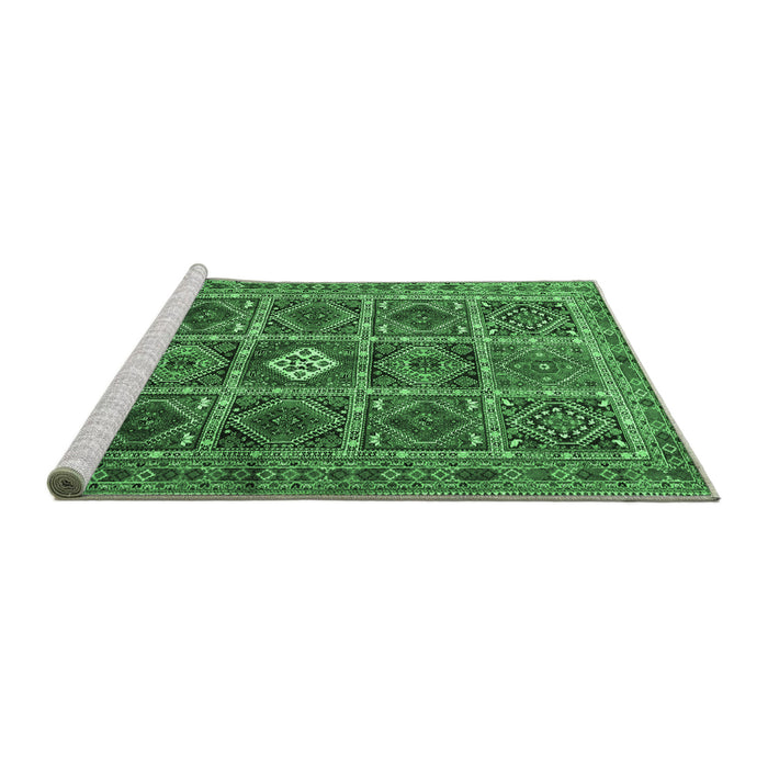 Sideview of Machine Washable Persian Emerald Green Traditional Area Rugs, wshtr3207emgrn