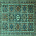 Square Persian Turquoise Traditional Rug, tr3207turq