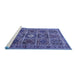 Sideview of Machine Washable Persian Blue Traditional Rug, wshtr3207blu