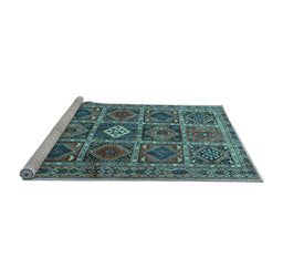 Sideview of Machine Washable Persian Light Blue Traditional Rug, wshtr3207lblu