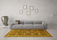 Machine Washable Persian Yellow Traditional Rug, wshtr3207yw