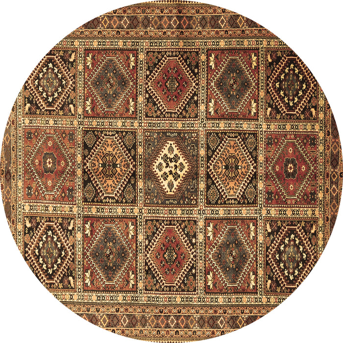 Round Machine Washable Persian Brown Traditional Rug, wshtr3207brn
