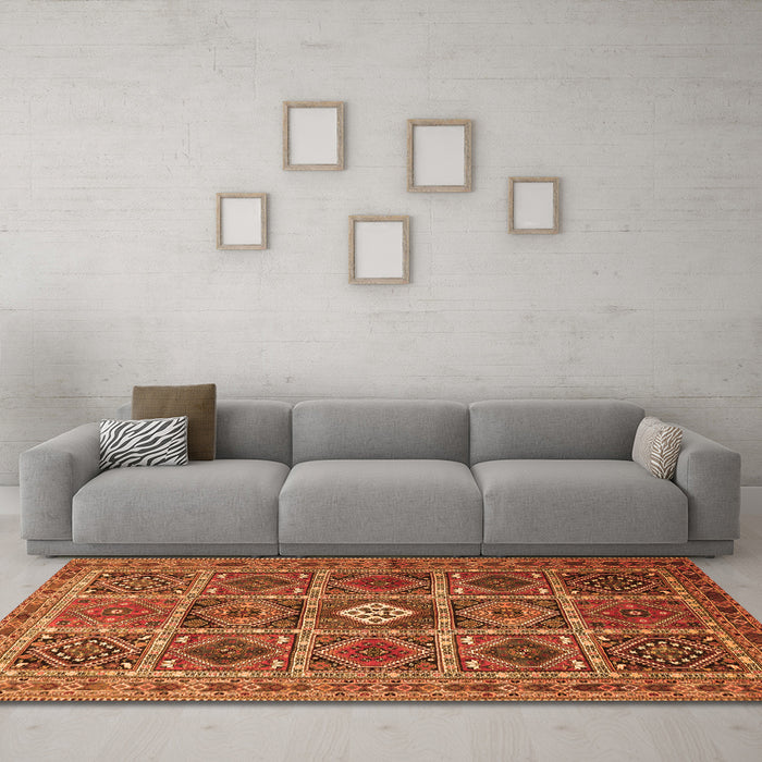 Machine Washable Persian Orange Traditional Area Rugs in a Living Room, wshtr3207org