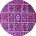 Round Persian Purple Traditional Rug, tr3207pur