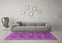 Machine Washable Persian Purple Traditional Rug, wshtr3207pur